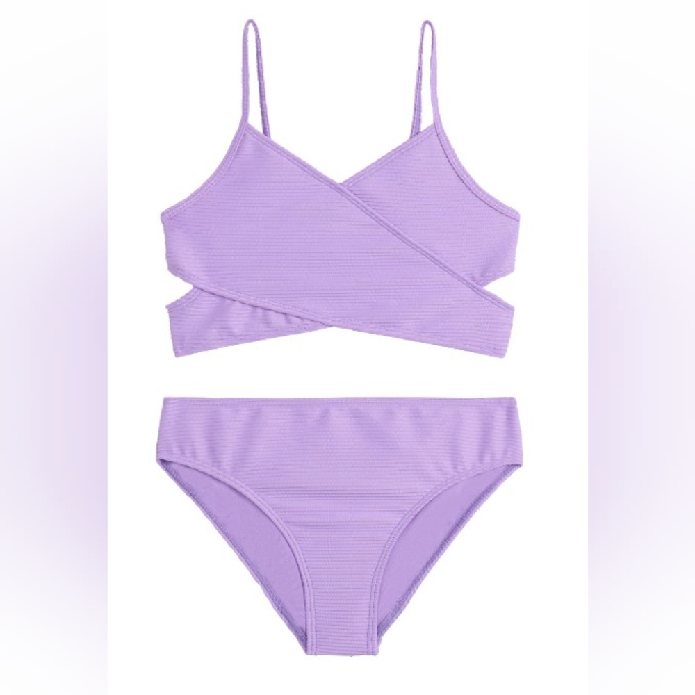 Kanu Surf Ribbed Solid Bikini 3851 Lavender Size 10 NWT